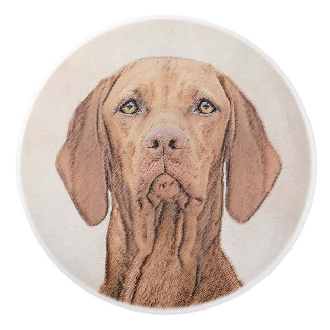 Vizsla Painting - Cute Original Hund Art Knopp (Framsidan)