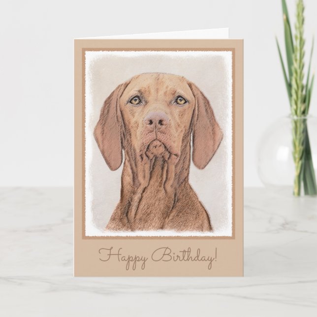 Vizsla Painting - Cute Original Hund Art Kort (Framsida)