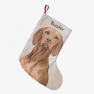 Vizsla Painting - Cute Original Hund Art Liten Julstrumpa