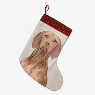 Vizsla Painting - Cute Original Hund Art Liten Julstrumpa