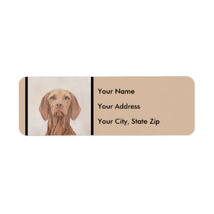 Vizsla Painting - Cute Original Hund Art Returadress Etikett