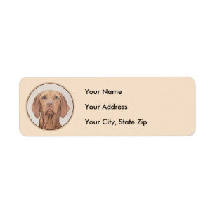 Vizsla Painting - Cute Original Hund Art Returadress Etikett