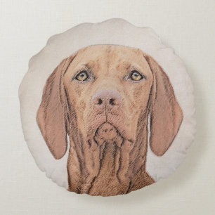 Vizsla Painting - Cute Original Hund Art Rund Kudde