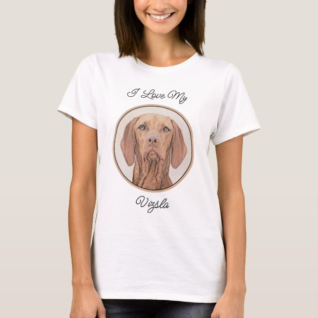 Vizsla Painting - Cute Original Hund Art T Shirt (Framsida)