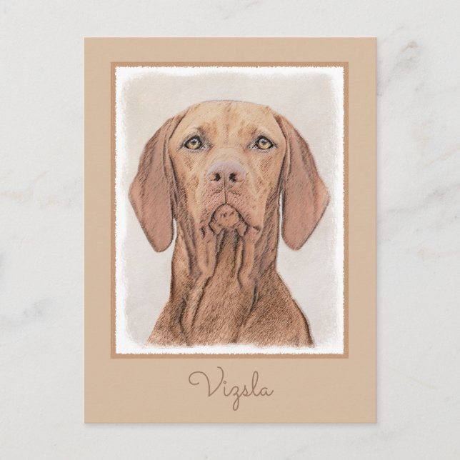 Vizsla Painting - Cute Original Hund Art Vykort (Framsida)