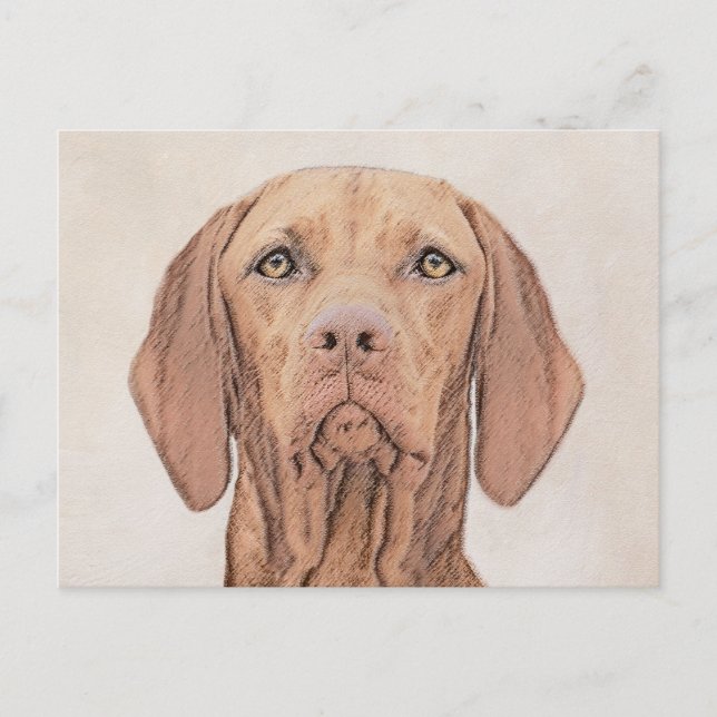 Vizsla Painting - Cute Original Hund Art Vykort (Framsida)