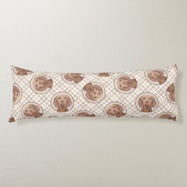 Vizsla Painting Golden Rust Cute Original Hund Art Kroppskudde (Framsidan)