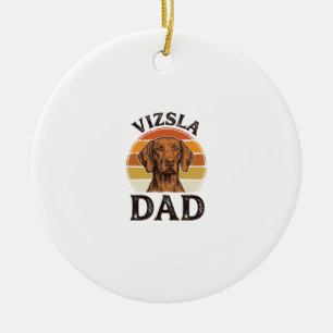 Vizsla Pappa Vintage Gravyr Hund Design_1 Julgransprydnad Keramik