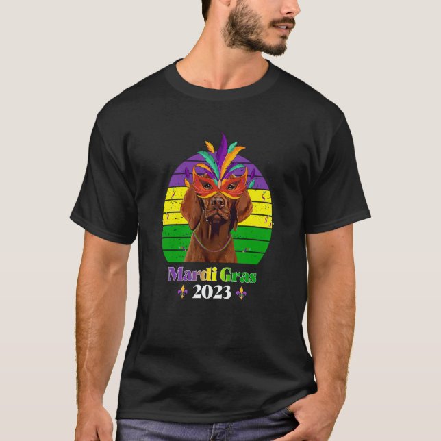 Vizsla Party Dog Mardi Gras 2023 T Shirt (Framsida)