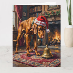 Vizsla pekar julklocka mössa kort