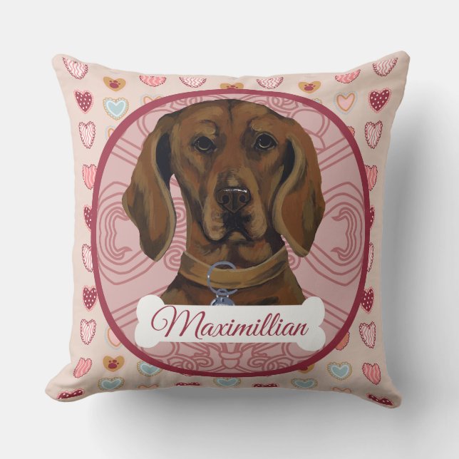 Vizsla Personalize Valentine Pillow Kudde (Framsida)