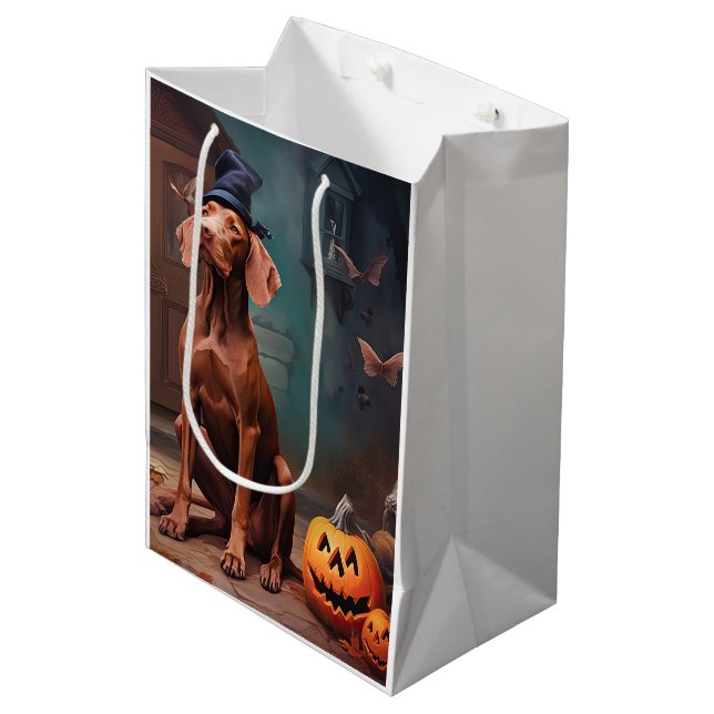 Vizsla Pumpa Halloween Skräckinjagande (Framsidan Vinklad)