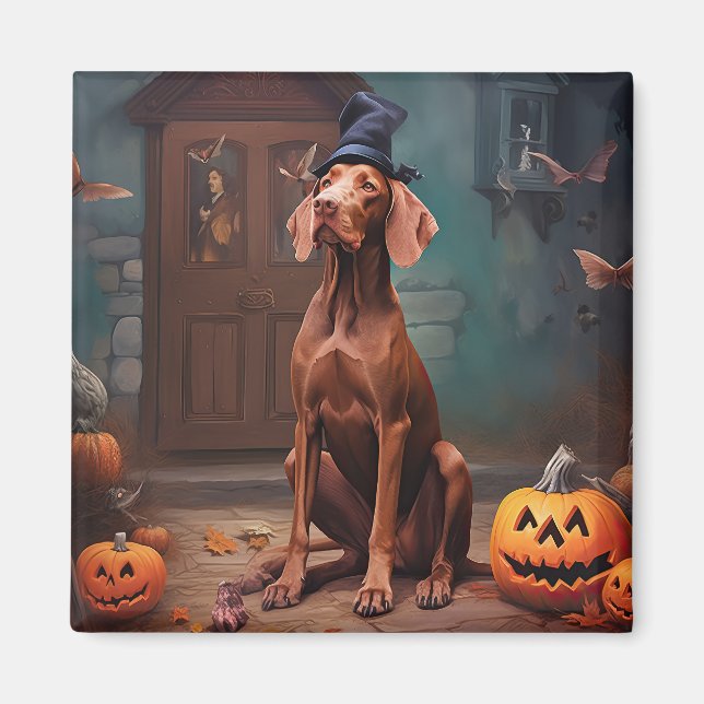 Vizsla Pumpa Halloween Skräckinjagande Magnet (Framsidan)