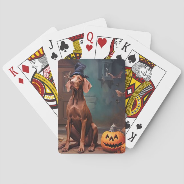 Vizsla Pumpas Halloween Skräckinjagande Casinokort (Baksidan)