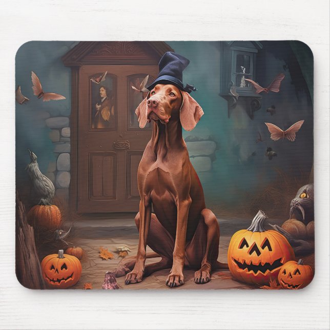 Vizsla Pumpas Halloween Skräckinjagande Musmatta (Framsidan)