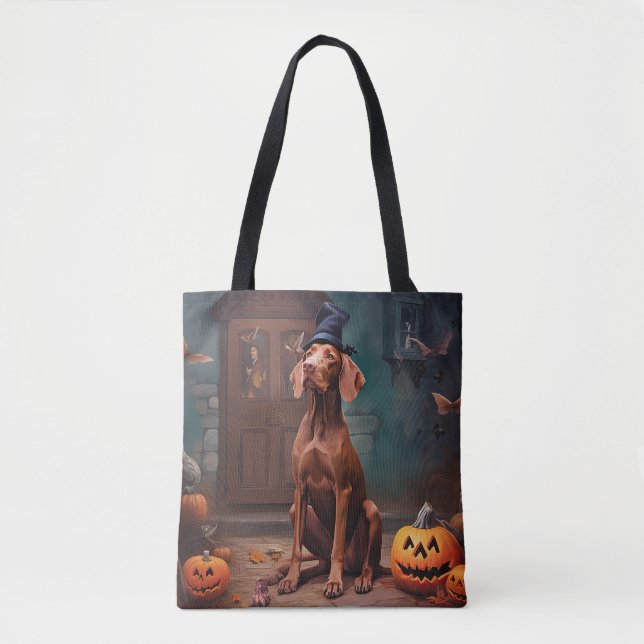 Vizsla Pumpas Halloween Skräckinjagande Tygkasse (Framsida)
