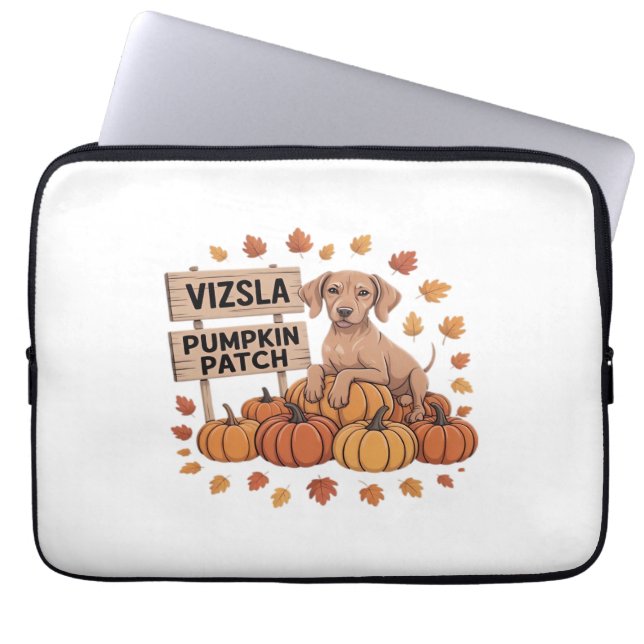 Vizsla Pumpkin Patch Hundälskare Thanksgiving Hall Laptop Fodral (Framsidan)