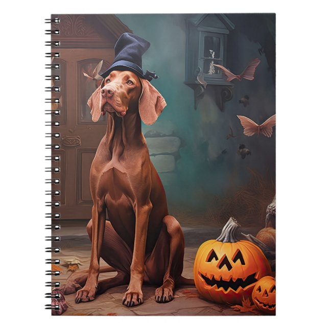 Vizsla Pumpkins Halloween Scary Anteckningsbok (Framsidan)