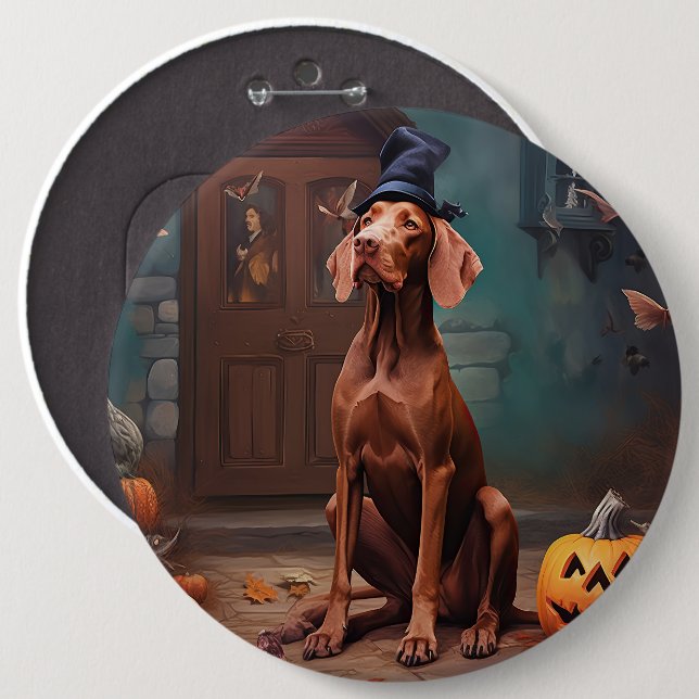 Vizsla Pumpor Halloween Skräck  Knapp (Framsida & baksida)
