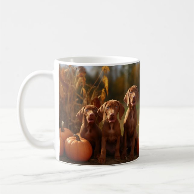 Vizsla Puppy Autumn Delight Pumpkin Kaffemugg (Vänster)