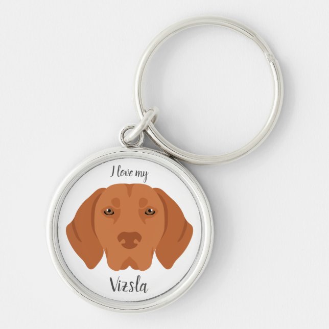 Vizsla Rund Silverfärgad Nyckelring (Framsidan)