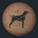 Vizsla Silhouette Rustic Stor Klocka<br><div class="desc">Vizsla Älskare Wall Clock. Trämateriet är tryckt,  inte riktigt trä.</div>