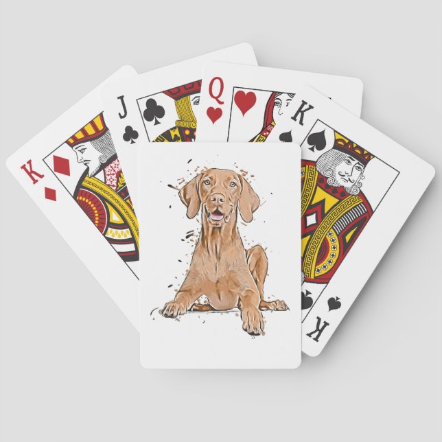 Vizsla sittande tecknad casinokort (Baksidan)