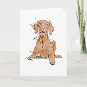 Vizsla sittande tecknad serie kort
