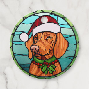Vizsla Stached Glass jul Gåvor Etiketter