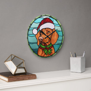 Vizsla Stached Glass jul Stor Klocka
