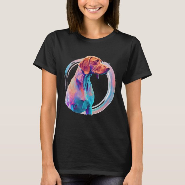 Vizsla Vaporwave Retrowave Aesthetic T Shirt (Framsida)