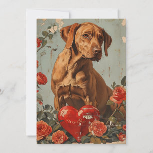 Vizsla Vintage Alla hjärtans dag Julkort