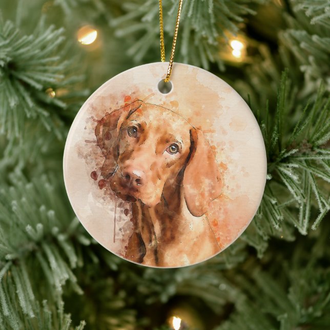 Vizsla Watercolor Julgransprydnad Keramik (Träd)