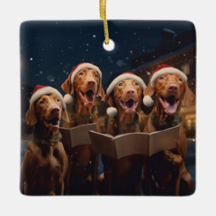 Vizslas jul Caroling Festive Helgdag Julgransprydnad Keramik