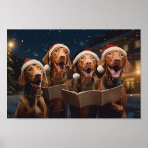 Vizslas jul Caroling Festive Helgdag Poster