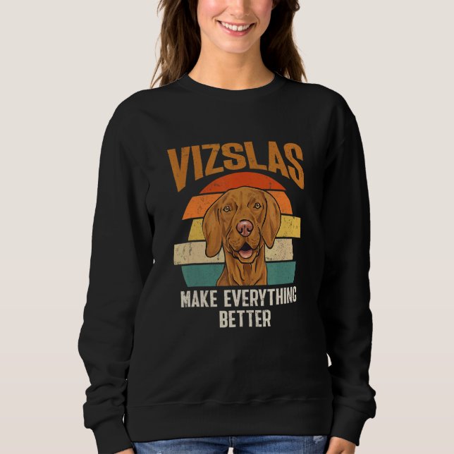 Vizslas Make Everything Better Retro Hungarian Viz T Shirt (Framsida)