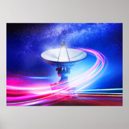 VLA Radio Telescope: Neon Light Poster