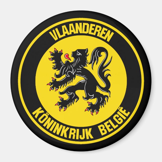Vlaanderen Round Emblem Magnet (Framsidan)