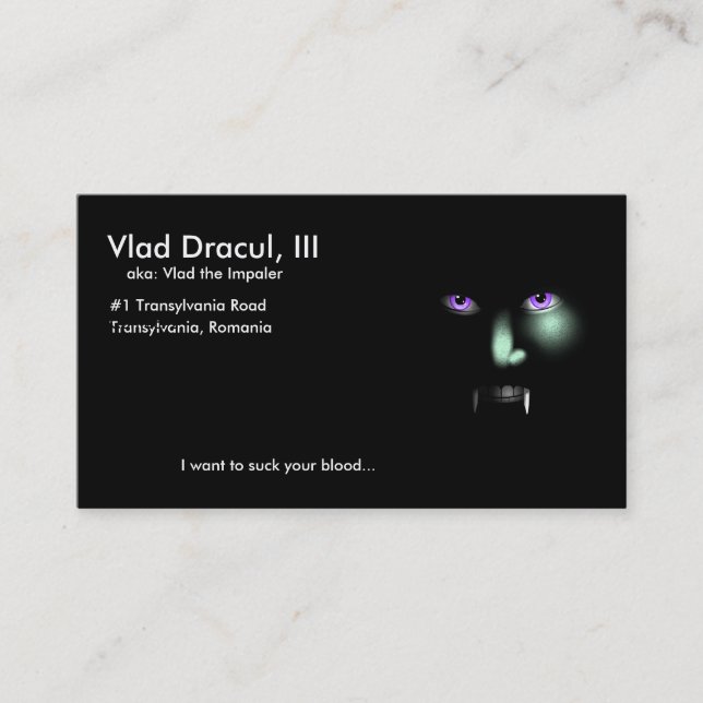 Vlad Draculs visitkort (Framsida)