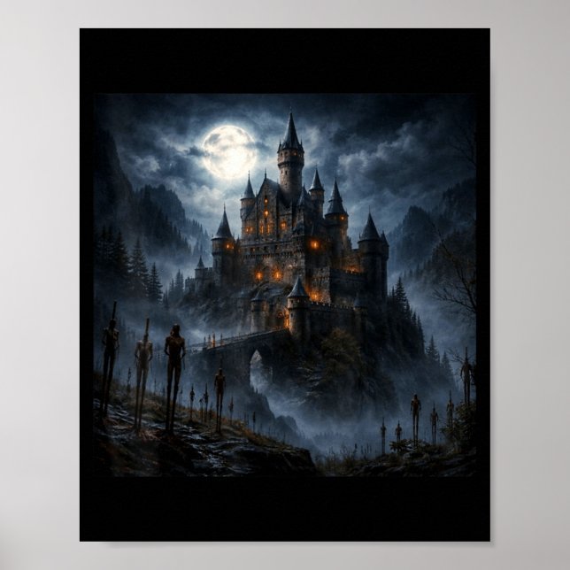 Vlad Spetaren Mörk Medeltida Slott Konst  Poster (Framsidan)