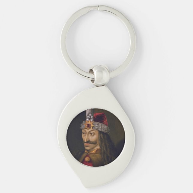 Vlad Tepes: Impaler, Dracula Dragon Prince Voivode Swirl Silverfärgad Nyckelring (Framsidan)