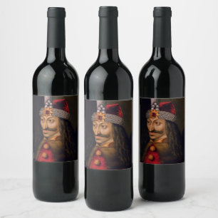 Vlad tepes Impaler Voivode porträtt Dracula histo Vinflaska Etikett