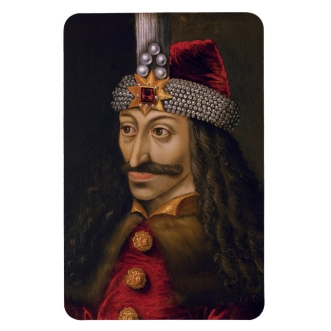 Vlad tepes Impaler Voivode porträtt Dracula histor Magnet (Vertikal)