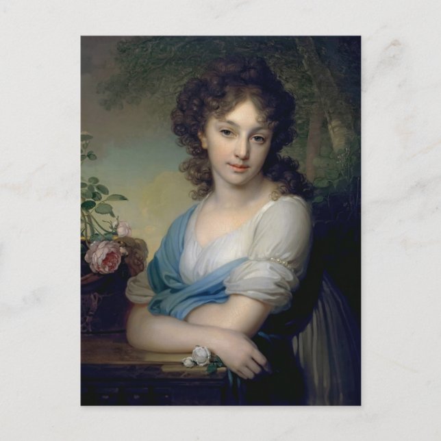 Vladimir Borovikovsky:Porträtt från Elena Naryshki Vykort (Framsida)