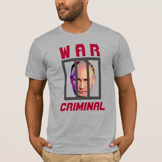 Vladimir Putin Krig Criminal Behind Pub T Shirt (Framsida)
