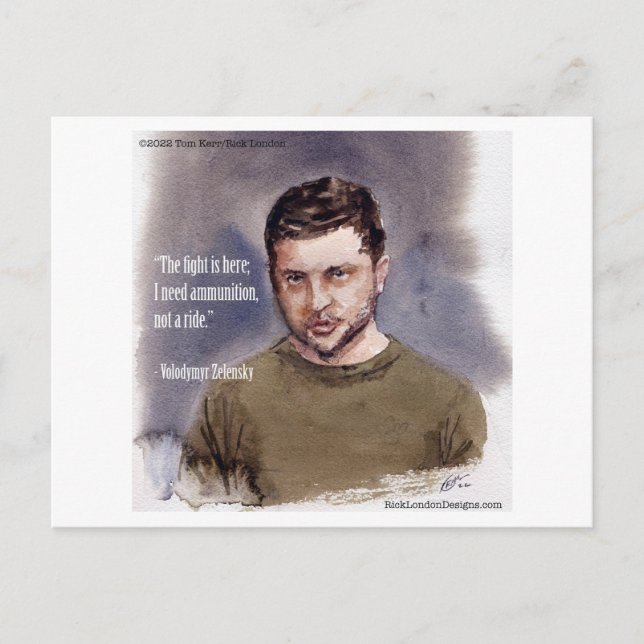 Vladimir Zelensky & Ammunition Quote  vykort (Framsida)