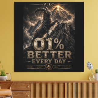 VLLC 1% Better Every Day Mountain Goat Motivation Canvastryck