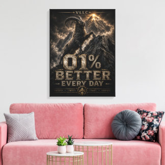 VLLC 1% Better Every Day Mountain Goat Motivation Canvastryck
