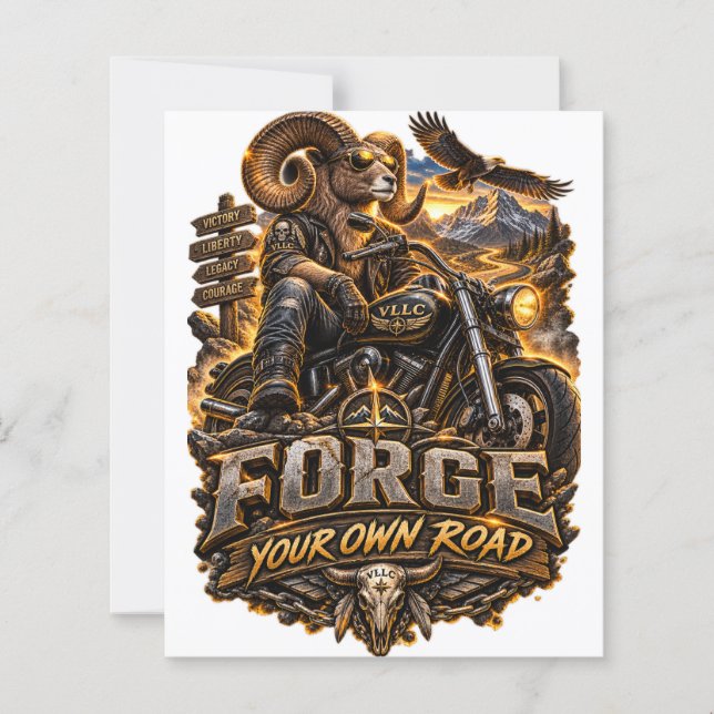 VLLC Forge Your Own Road Motorcycle Biker Skeleton (Framsida)