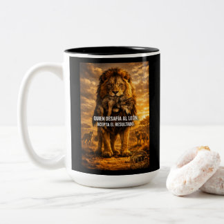 VLLC Lion Vs Wolf Motivational Quote Lion King Wal Två-Tonad Mugg